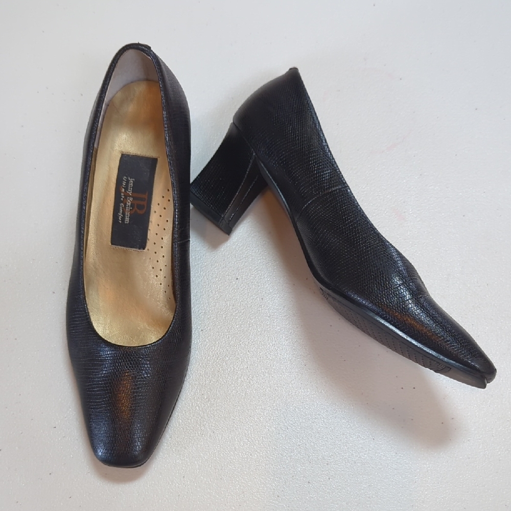 Jenny Buchanan, Black Embossed Heels. 7.5